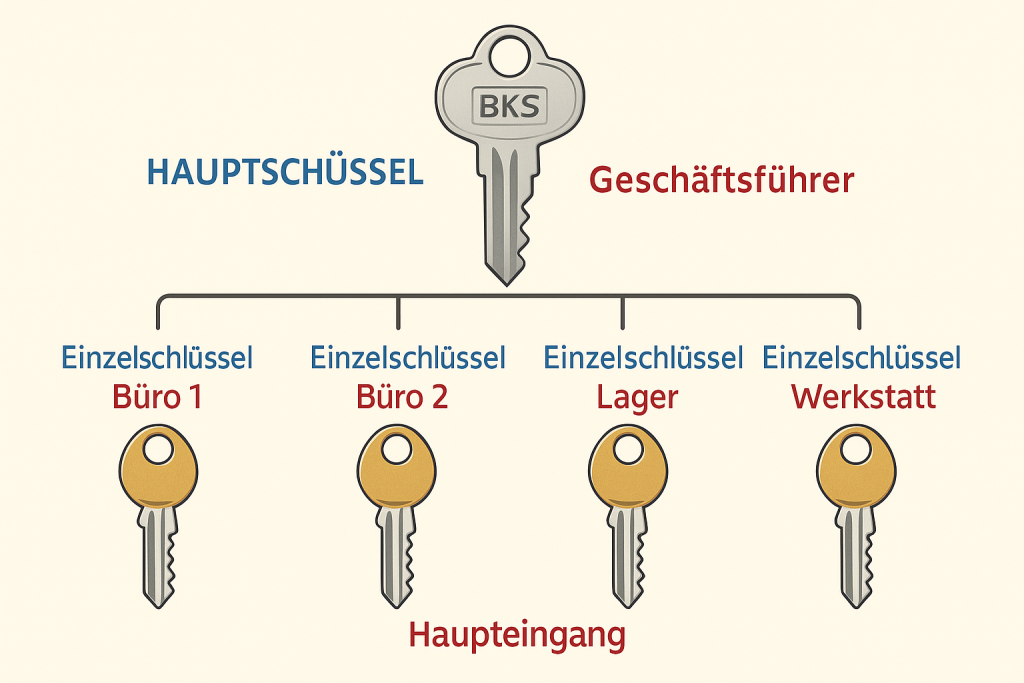 Schließanlagen Stuttgart – Hauptschlüsselanlage mit zentraler Zutrittskontrolle für Firmen.