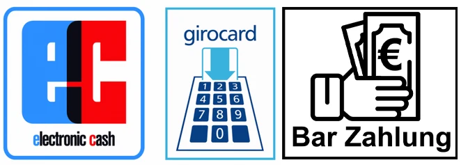 Zahlungsarten 2 Zahlungsarten beim Schlüsseldienst: Symbole für EC-Karte, Girocard und Barzahlung